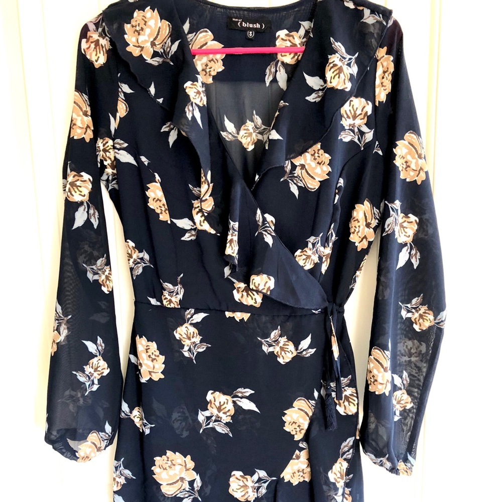 Floral Navy Blue Blush Dress